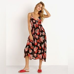 ASTR Black & Red Floral Dress